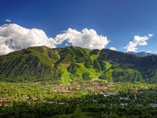 Summer Aspen Mountain & Town Landscape