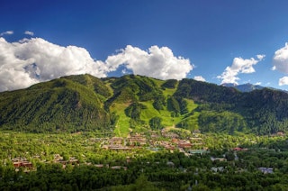 Summer Aspen Mountain & Town Landscape